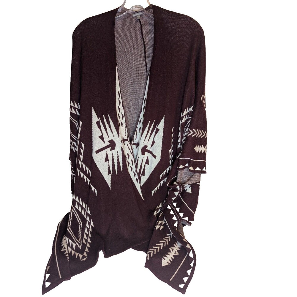 Wrap Shawl Ruana Poncho Cape Aztec Native Rich Brown White Charlotte Russe Fall